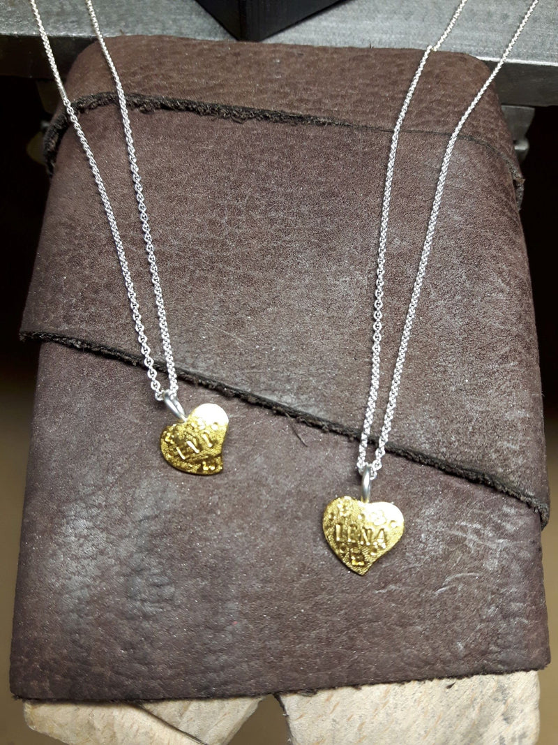 ShannonMaureenJewelry Golden Heart Pendant, Silver Heart Pendant Golden Heart Pendant & Letter