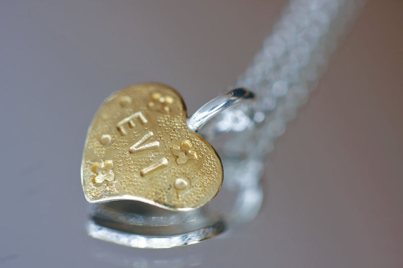 ShannonMaureenJewelry Golden Heart Pendant, Silver Heart Pendant Golden Heart Pendant & Letter