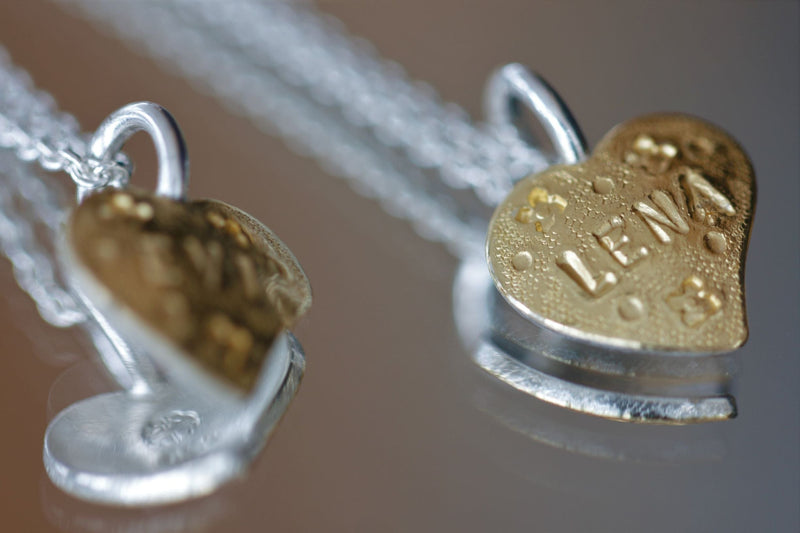 ShannonMaureenJewelry Golden Heart Pendant, Silver Heart Pendant Golden Heart Pendant & Letter