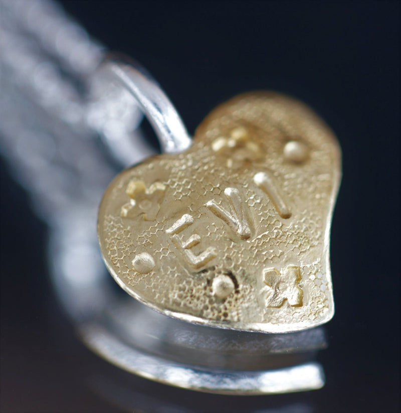ShannonMaureenJewelry Golden Heart Pendant, Silver Heart Pendant Golden Heart Pendant & Letter