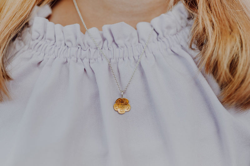 ShannonMaureenJewelry Golden Pendant Personalized Mini Golden Flower Pendant