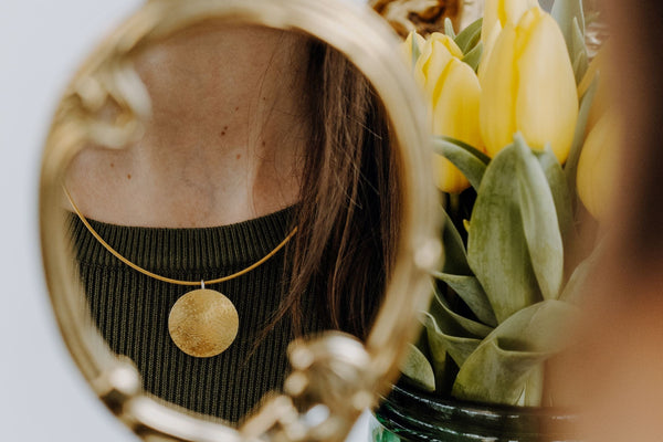 ShannonMaureenJewelry Golden round Pendant, Golden rainbow pendant Golden Rainbow Round Pendant