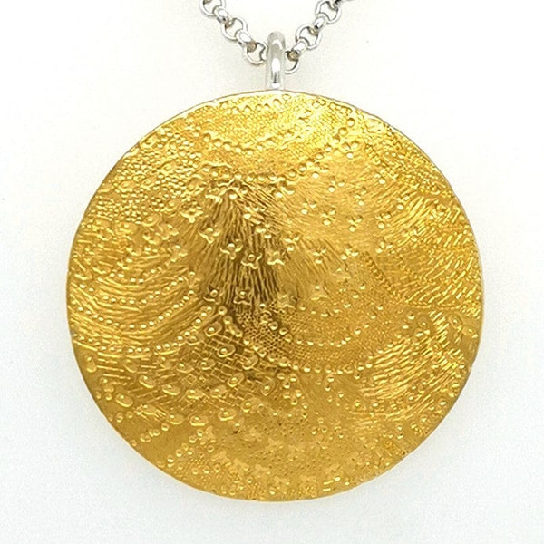 ShannonMaureenJewelry Golden round Pendant, Golden rainbow pendant Golden Rainbow Round Pendant