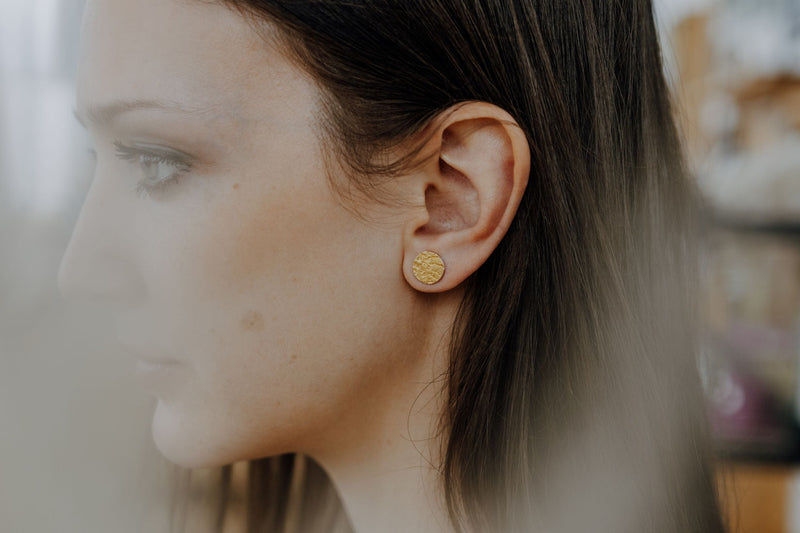 ShannonMaureenJewelry golden stud earring, golden rainbow earrings Golden Rainbow Round Posts
