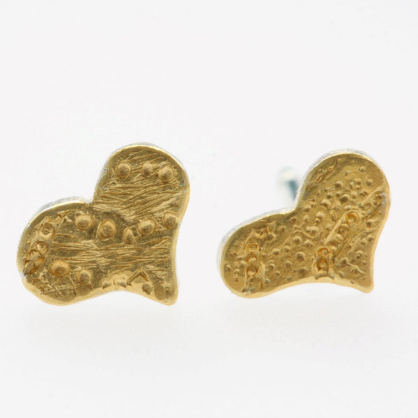 ShannonMaureenJewelry golden stud earring Mini Golden Heart Posts