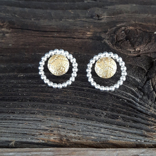 ShannonMaureenJewelry golden stud, Stud earring Golden Circle Post Earrings