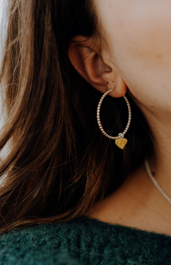 ShannonMaureenJewelry silver bubble hoops, golden hearts Bubble Hoops & Golden Hearts