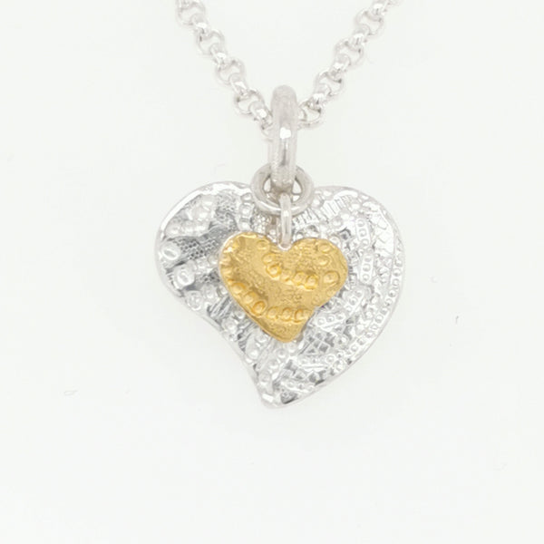 ShannonMaureenJewelry Sterling Silver Pendant, Rainbow heart, gold mini heart Rainbow Heart & Gold Mini Heart