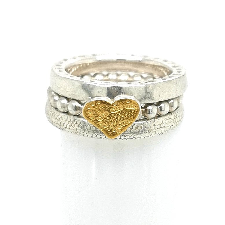 ShannonMaureenJewelry sterling silver ring, Bubble ring, golden heart Bubble Ring & Golden Heart