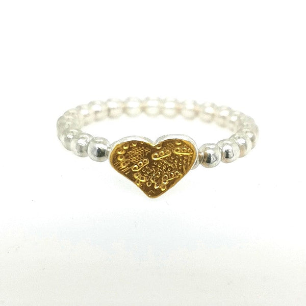 ShannonMaureenJewelry sterling silver ring, Bubble ring, golden heart Bubble Ring & Golden Heart