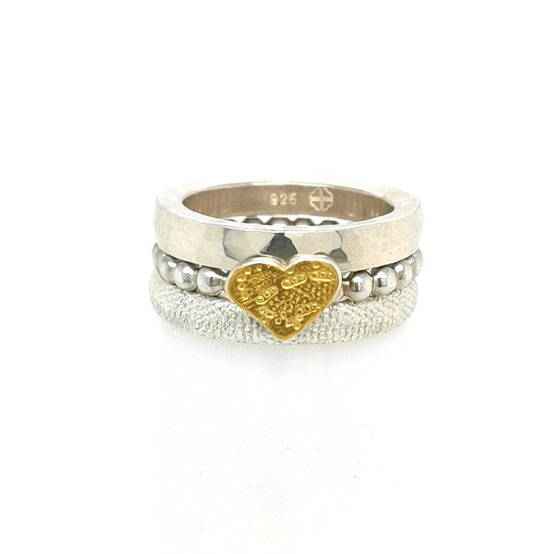 ShannonMaureenJewelry sterling silver ring, Bubble ring, golden heart Bubble Ring & Golden Heart