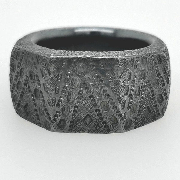 ShannonMaureenJewelry Sterling Silver Ring, Hammered Black Signet Ring