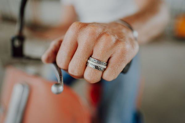 ShannonMaureenJewelry Sterling Silver Ring, Hammered Men's stacked Rings